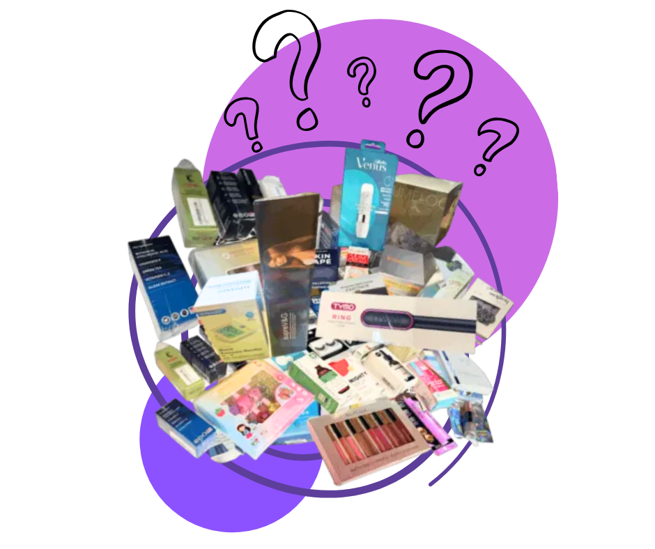 mystery box content with abstract colors